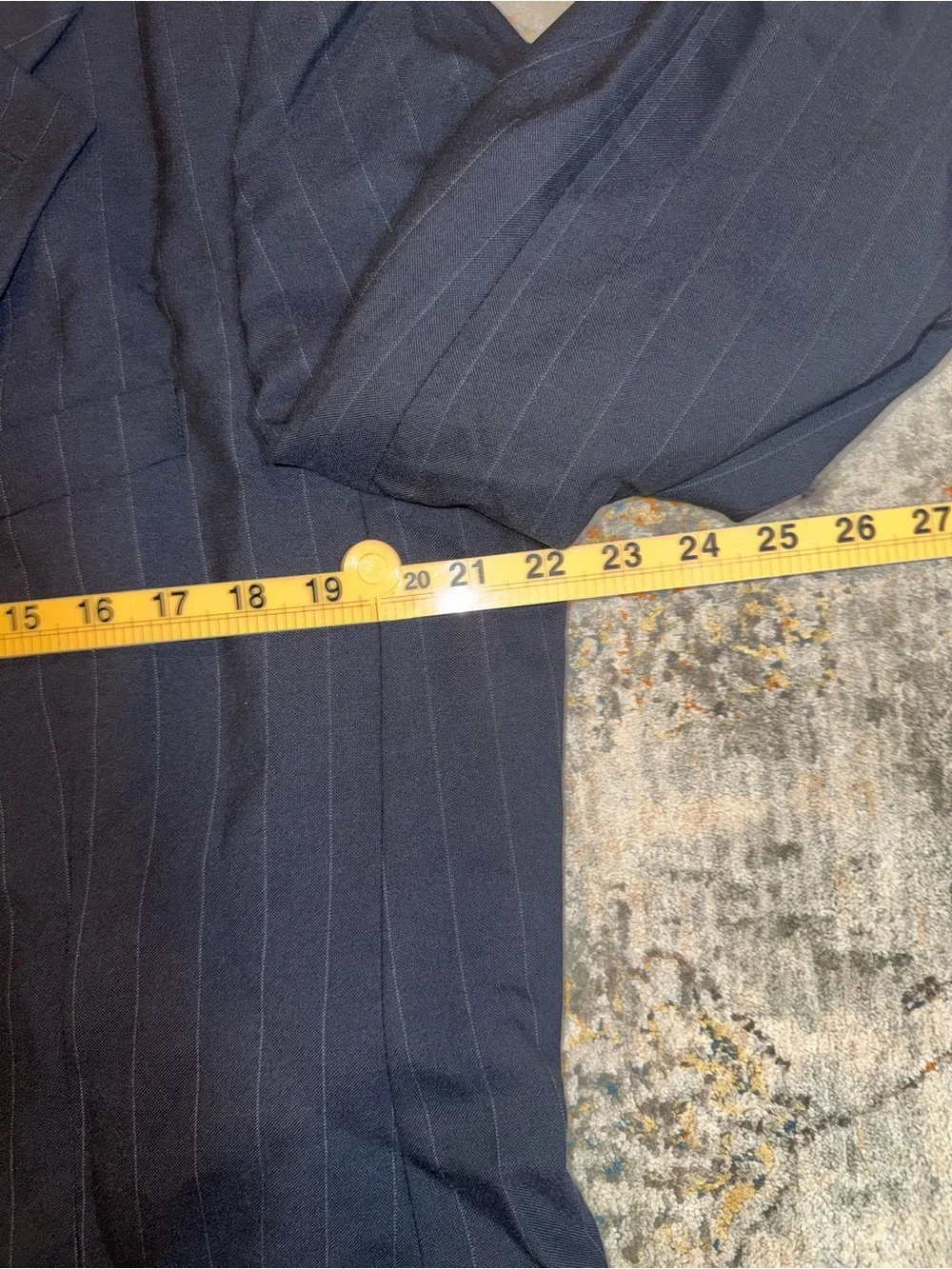 Men's Navy Pinstripe Two-Button Blazer Chaps 42T A134